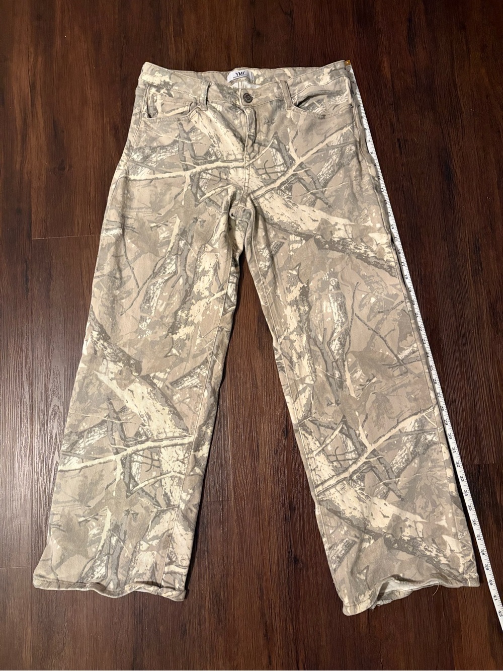 YMI Beige Camo Low Rise, Wide Leg Jeans